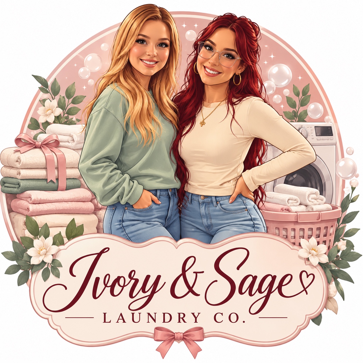 Ivory and Sage Laundry Co. founders illustration